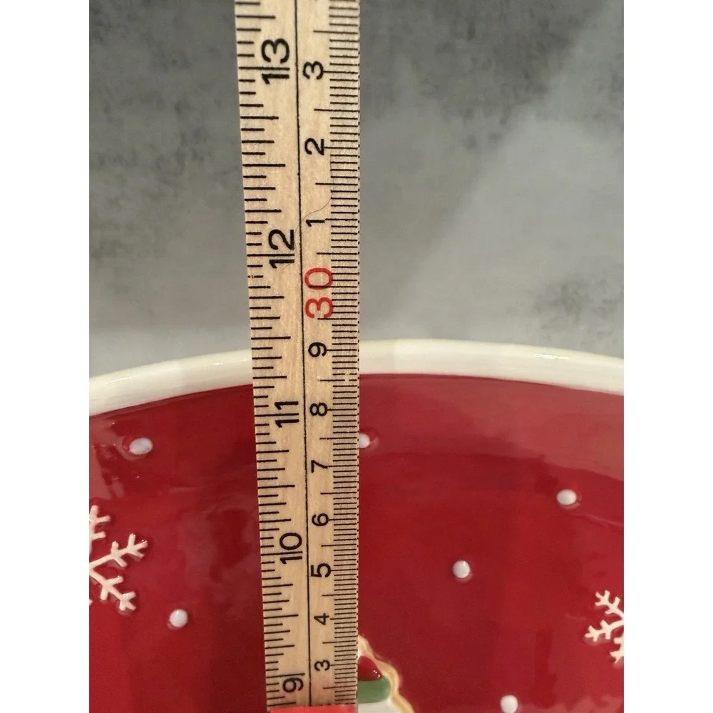 Hallmark Christmas Snowman Oval Serving Platter Red Ceramic Holiday